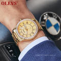 2020 Top marque de luxe OLEVS hommes montre-bracelet d&#39;affaires hommes diamant or acier alliage horloge analogique Quartz montre Montre Homme hommes